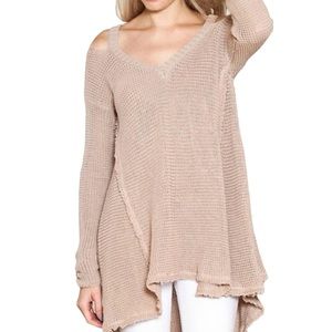 NWT Elan pink knit cold shoulder sweater size S